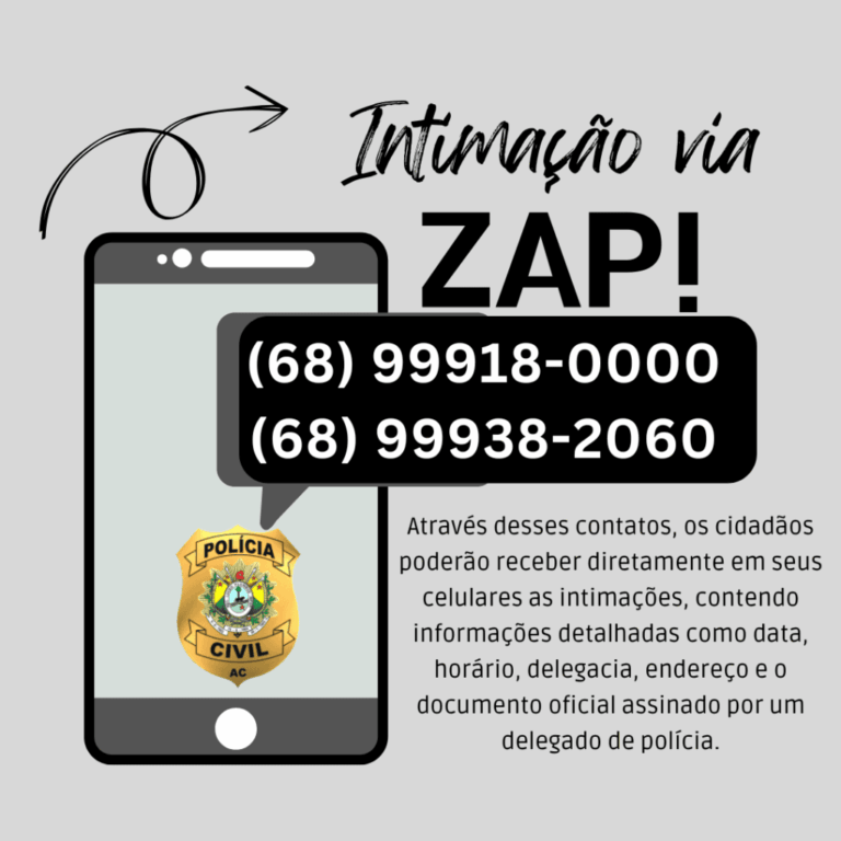 Polícia Civil do Acre realiza intimações por WhatsApp e divulga números oficiais